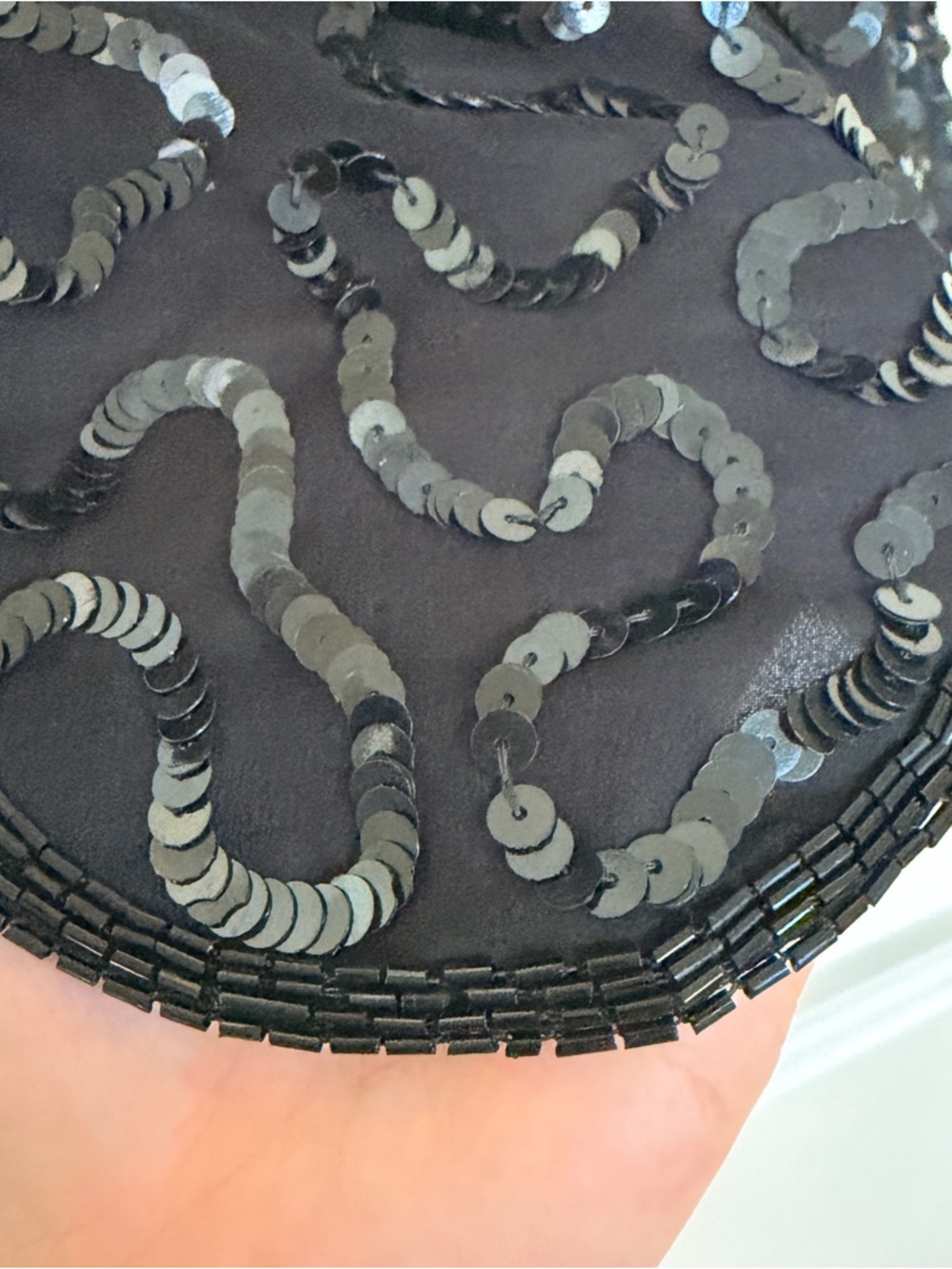 Vintage Sazin New York Beaded Silk Blouse Black Sequin Embellished Top S - Picture 11 of 11